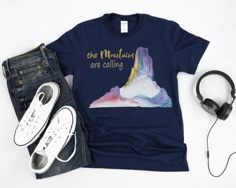 Outdoor Shirts, Adventure Is Calling Mountain Tee, Watercolor Forest, Hiking Tee, Wilderness Graphic