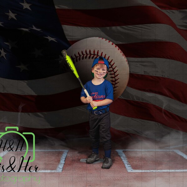 American Baseball Portrait, Digital Background, Digital Backdrop, Digital Download, Photoshop Background