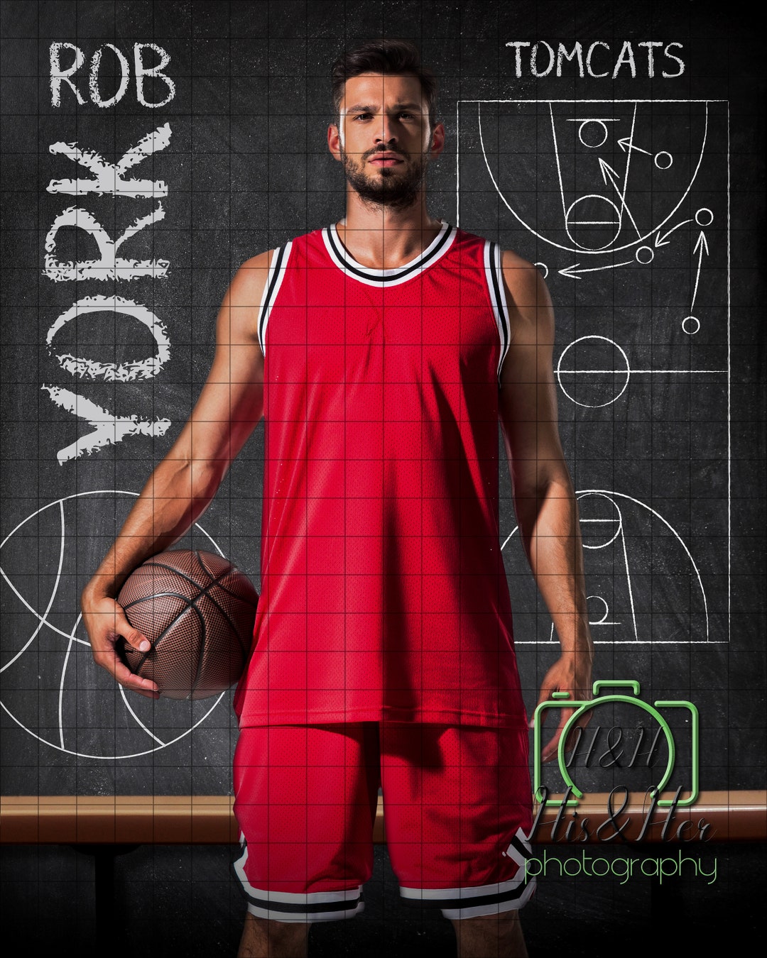 Basketball Chalk Board Plays, Digital Background, Digital Backdrop