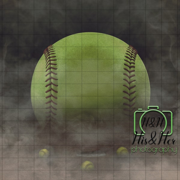 Smokey Softball, 16x24 Landscape Background, Digital Background, Digital Backdrop, Digital Download, Photoshop Background