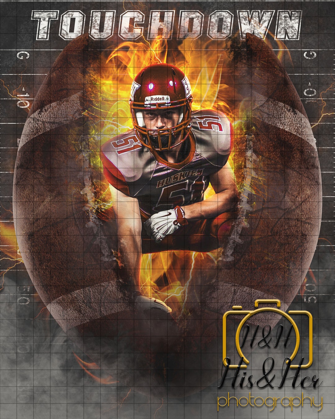 Football Touchdown Explosion, Digital Background, Digital Backdrop