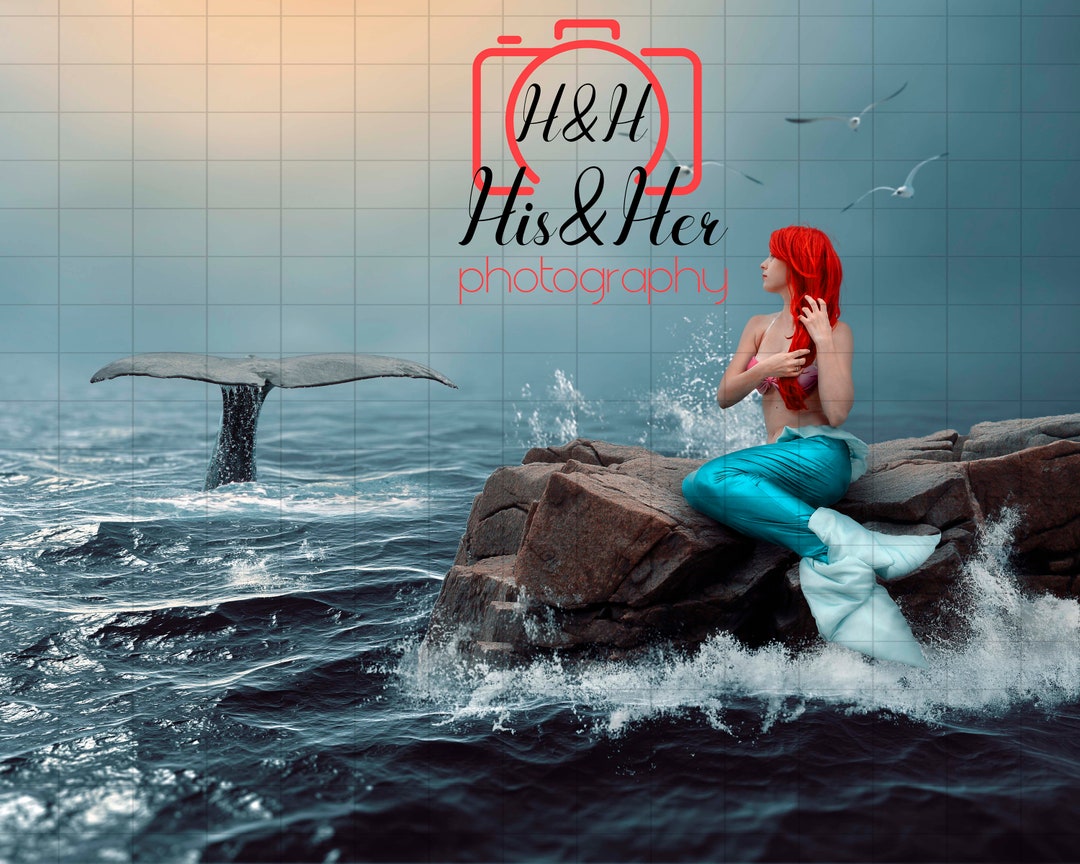 Mermaid Whale Tail Digital Background, Digital Backdrop, Digital ...