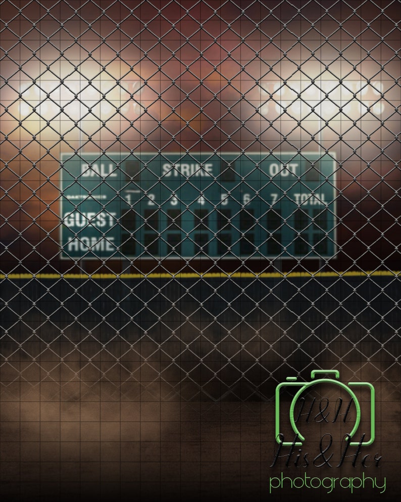 Baseball Ballplayer Portrait Scoreboard Digital Background Etsy