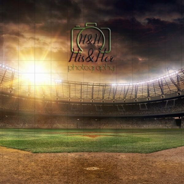 Baseball Stadium Sunset, Digital Background, Digital Backdrop, Digital Download, Photoshop Background, Add Your Own Subject