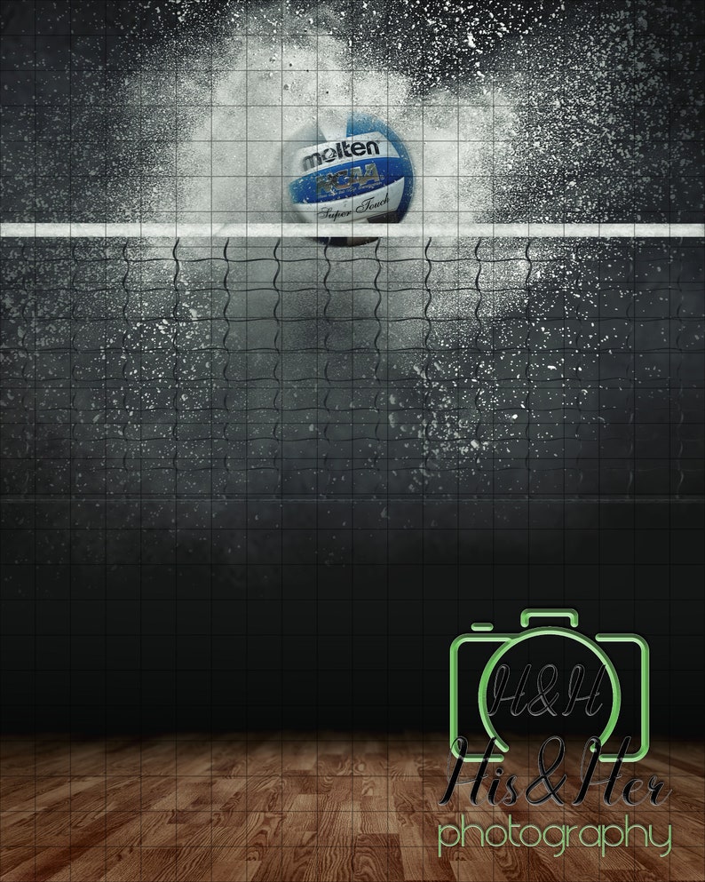 Volleyball Net With Ball Explosion Digital Background Etsy