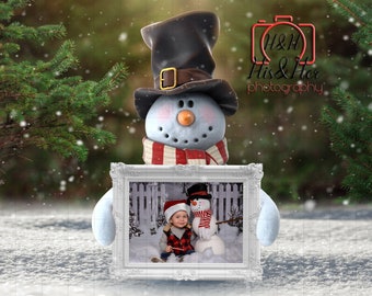 Snowman Photo, Digital Background, Digital Backdrop, Digital Download, Photoshop Background, Add Your Own Subject