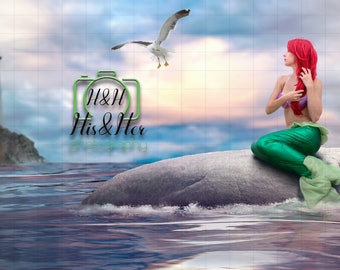 Mermaid Rock, Ocean Background, Magical, Digital Background, Digital Backdrop, Digital Download, Photoshop Background, Add Your Own Subject