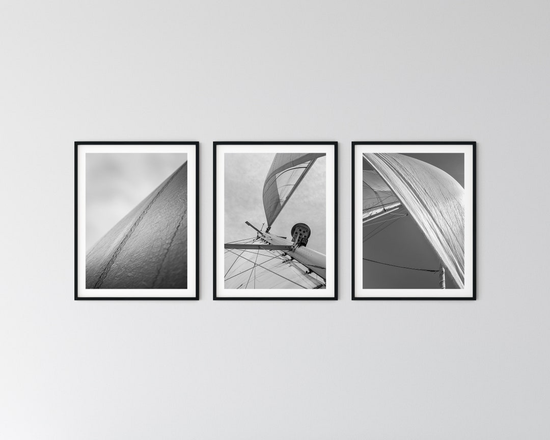 Nautical Set of 3 Sailboat Art Print Sailing Photography Sail Wall ...