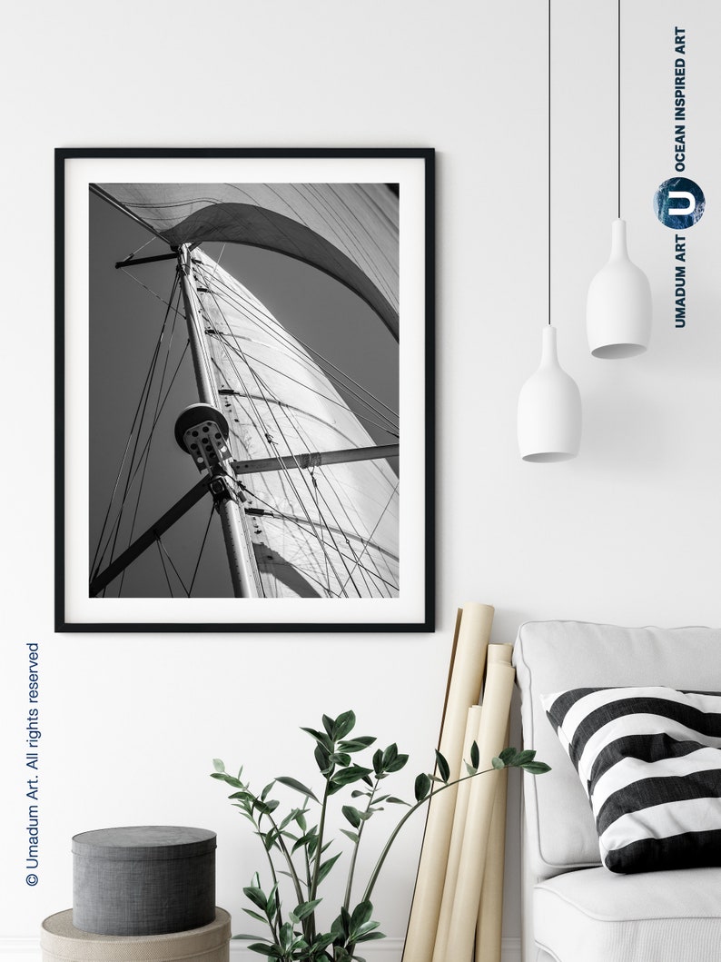 Black and White Sailboat Art Print Sailing Photography - Etsy