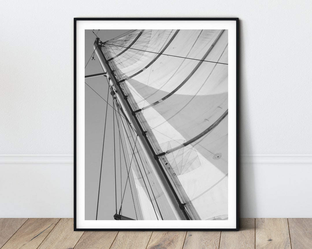 Black and White Sailboat Art Print Sailing Artwork Nautical Photography ...