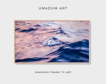 Ocean Art for TV Samsung Frame tv Art Abstract ocean waves Navy Blush decor Samsung tv wall Original nautical DIGITAL TV Download