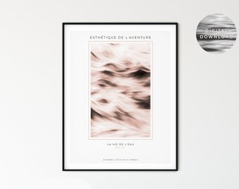 Abstract Blush Pink Neutral Art Print Contemporary Museum Exhibition Poster Muted Colors Art Soft Colors Waves Modern Art Gallery