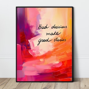 Colorful Quote Print Motivational WallArt Red Orange Lilac Art Vibrant Home Decor Dopamine Interior