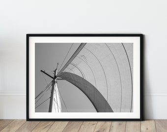Black and White Sailboat Photography Sailing art print Nautical Printable Sailing boat poster Yacht digital poster Nautical home decor