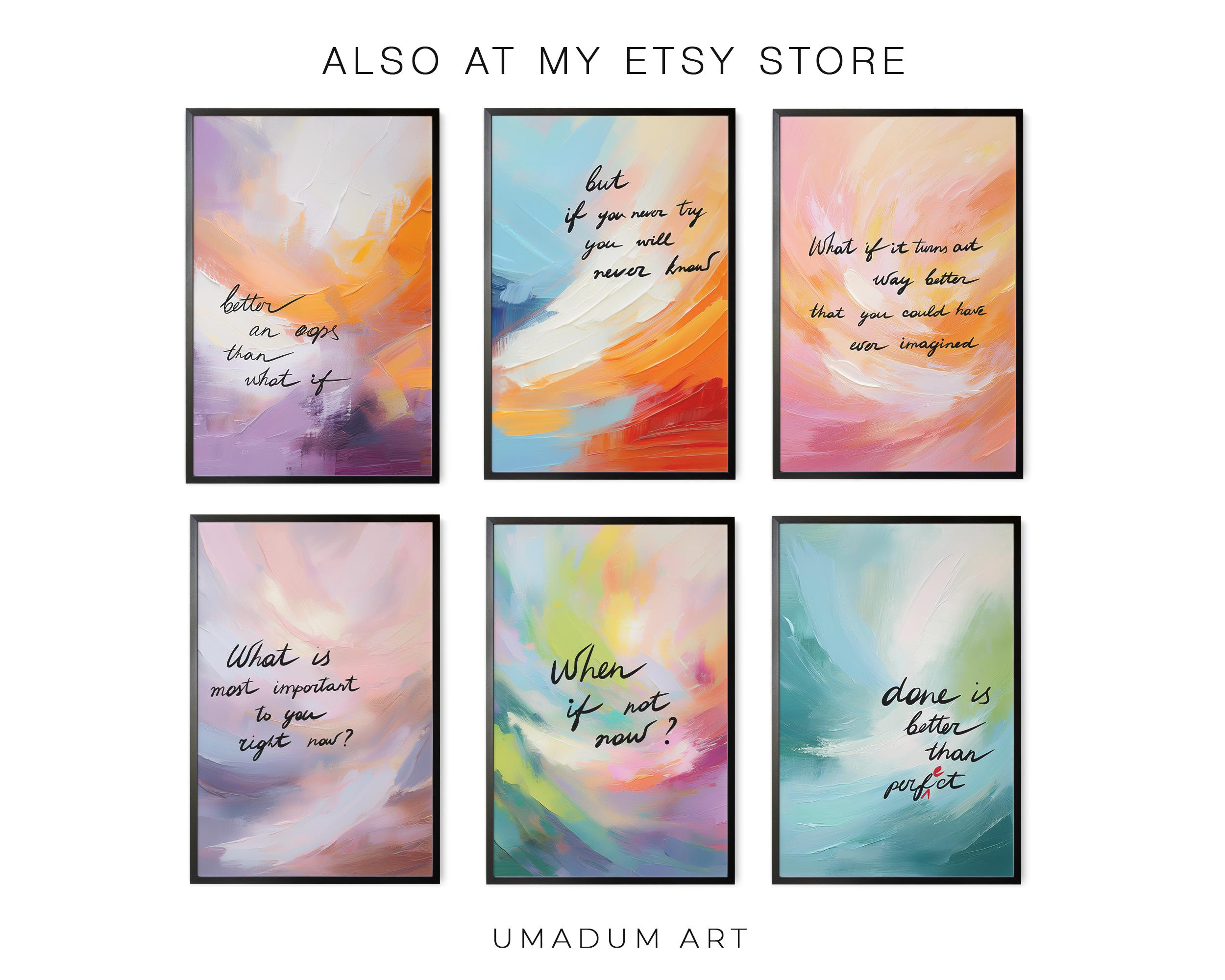 Positive Quote Art Colorful Abstracts Motivational Print Self-love ...