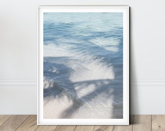 Light Blue Aesthetic Tropical Print Calm Coastal beach Sand And Water art Clear water Dream Neutral Tranquility Soft Sunshine Decor