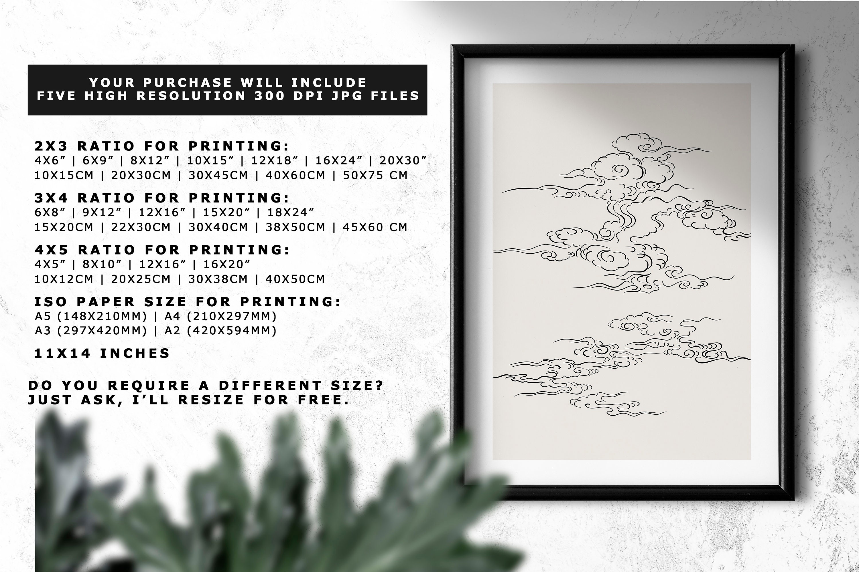 Japandi Cloud Print Abstract Line Art Beige Printable Art