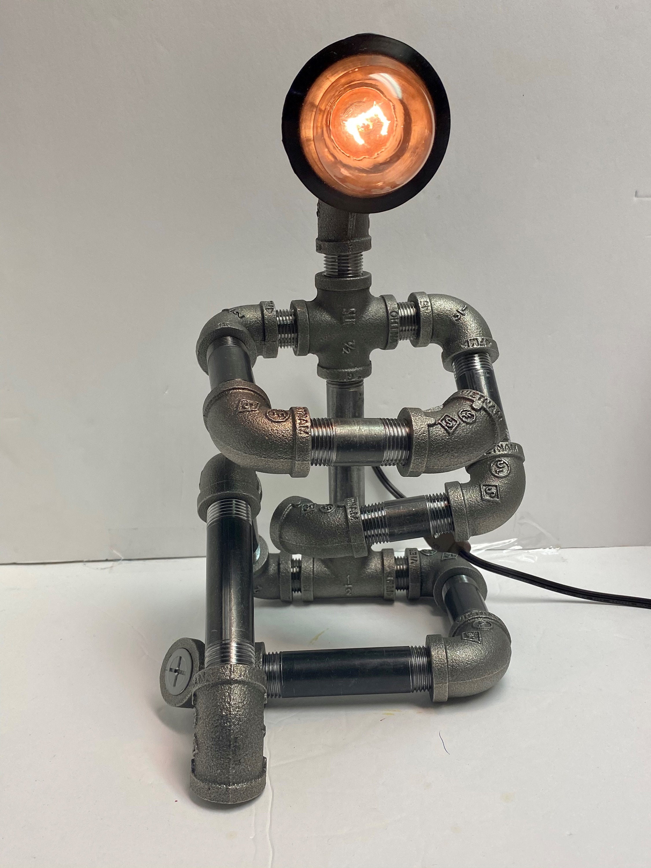 Robot Lamp Industrial Lamp Black Pipe Lamp Steampunk Lamp