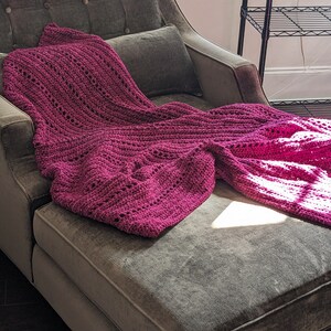 Magenta, Fuschia, Raspberry Afghan, Throw, Blanket, 48 by 58 inches approximately image 7