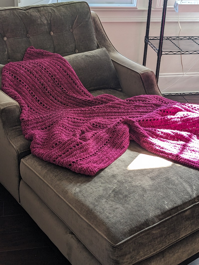 Magenta, Fuschia, Raspberry Afghan, Throw, Blanket, 48 by 58 inches approximately image 7