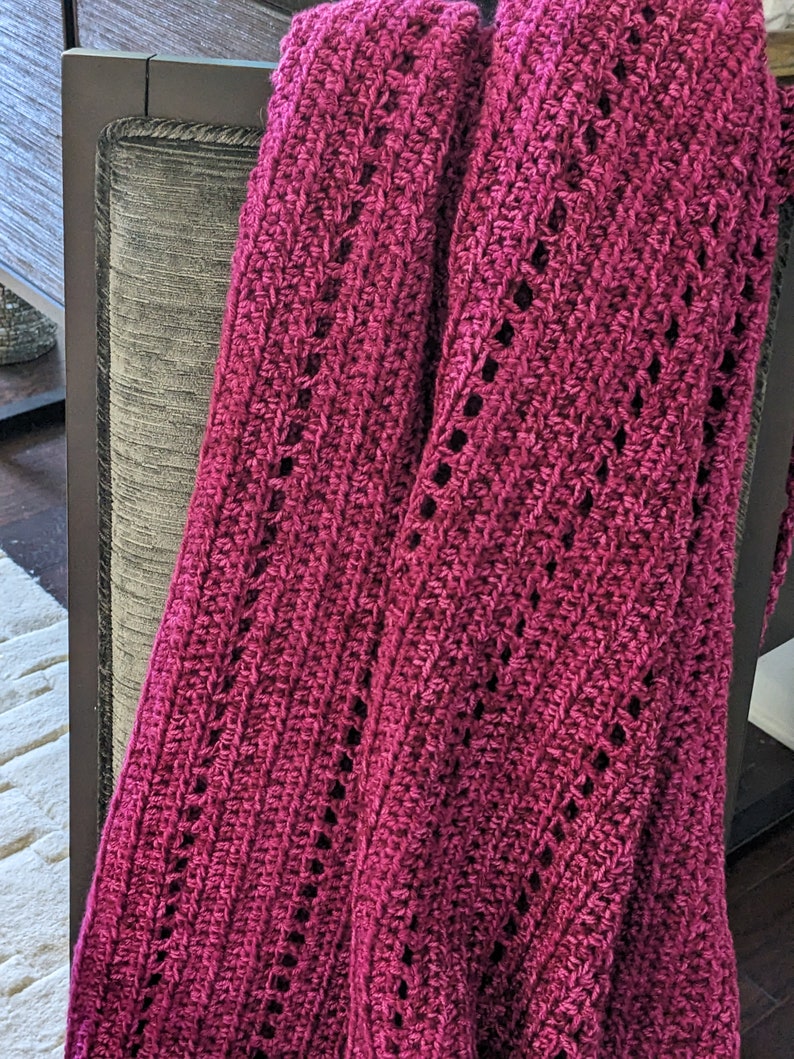 Magenta, Fuschia, Raspberry Afghan, Throw, Blanket, 48 by 58 inches approximately image 4