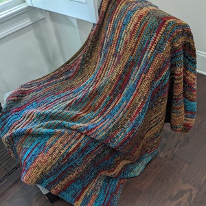 Multicolor Afghan, Colorful Throw, Southwestern Colors, Burgundy, Blue, Brown, Charcoal, Tan, Turquoise, Teal, charcoal