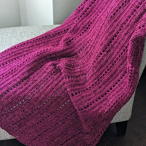 Magenta, Fuschia, Raspberry Afghan, Throw, Blanket, 48 by 58 inches approximately image 3