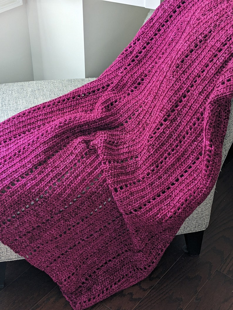 Magenta, Fuschia, Raspberry Afghan, Throw, Blanket, 48 by 58 inches approximately image 3