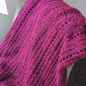 Magenta, Fuschia, Raspberry Afghan, Throw, Blanket, 48 by 58 inches approximately image 2