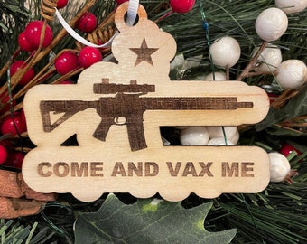 Engraved Patriotic Wood Ornament, American Pride Christmas Decor