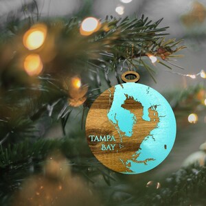 Tampa Bay Coastline Ornament, Tampa Florida, Custom Ornament, Custom Wood Gift, Personalized Ornament, Personalized Gift