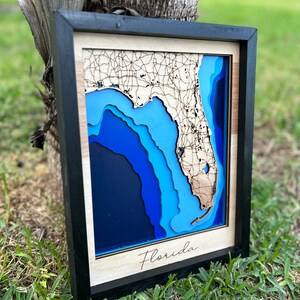 Florida Map, Florida Gift, Custom Wood Map, Wood Map, Custom Multilayer Wood Lake City Map, Handmade Map of Florida, Florida Souvenir