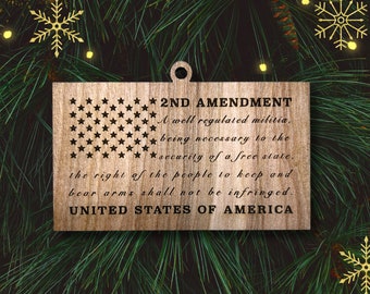 2nd Amendment Flag Christmas Ornament, Patriotic Ornament, Christmas Ornaments, American Flag, Unique Personalized Gifts