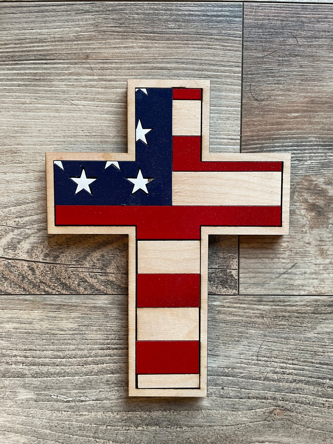 Wooden American Flag Cross, Wood Cross, Wood Flag Cross, Wall Decor