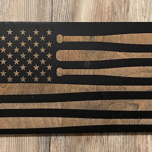 Baseball Bat Wood Flag, Baseball, MLB, Baseball Bat, Wood Bat, Wood Flag, American Flag, Baseball Gift, Sports Gift, Man Cave Decor