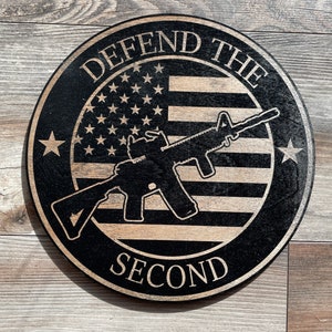 Defend the Second Round Sign, second Amendment, 2a, Pew Pew, Conservative, Republican, Patriot, Round Sign, Wood Sign, Fathers Day