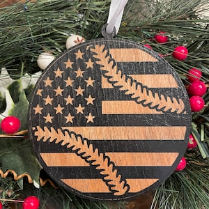 Baseball Christmas Ornament, Flag Ornament, Baseball Gift, MLB Ornament, Sports Ornament, Christmas Ornaments, Unique Personalized Gifts