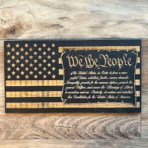 We The People Constitution Wood Flag, Wood Flag, Constitution, 1776, American Flag, Wood Decor, Historical Gift, Patriotic Gift