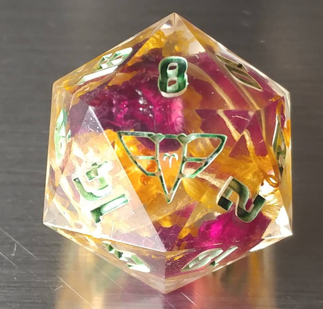 Rose Petal Sunflower Polyhedral Dice Set Hand Made Dice Set Etsy