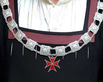Lightweight Livery Collar with Maltese Cross, Tudor Rose, Medallion Pendant badge