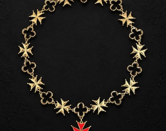 Red Maltese Cross Badge Livery Collar