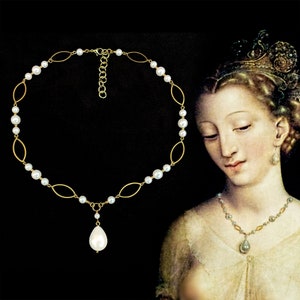 Biblical necklace replica, marquise beads necklace, Stainless steel necklace, 16th century jewelry, Judith