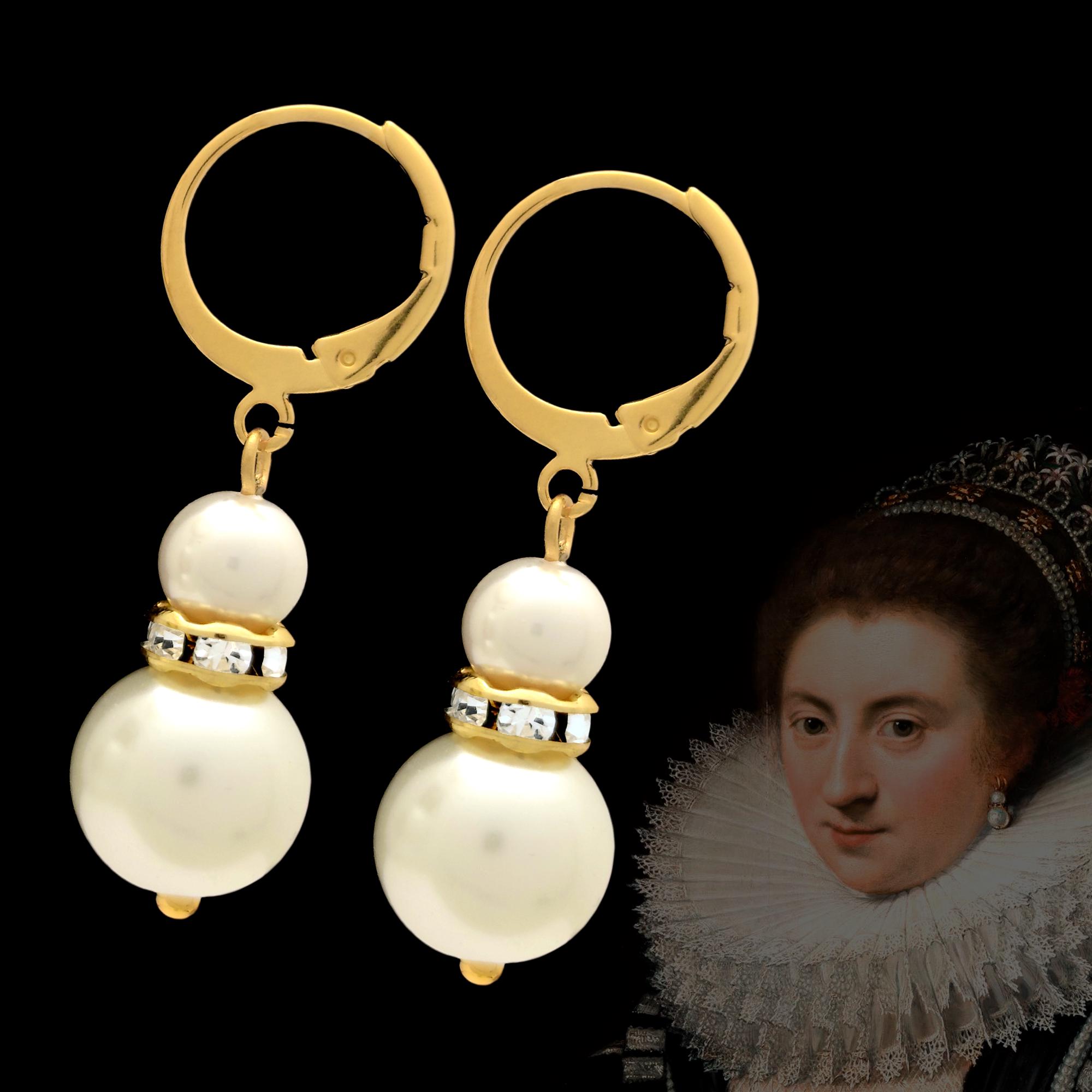 Boucles d'oreilles perles de culture baroque bouton blanch