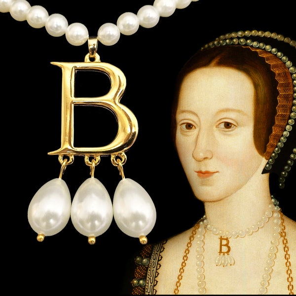Anne Boleyn B necklace, Anne Boleyn replica necklace, B Letter necklace, B initial pendant necklace, B initial necklace