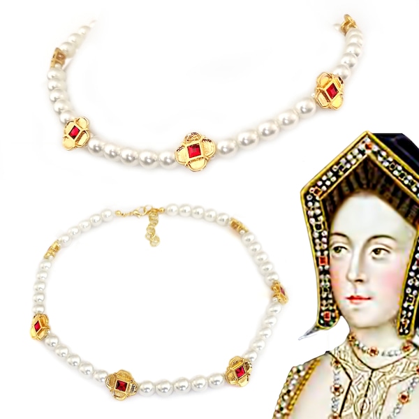 Catherine of Aragon replica necklace, historical jewelry replica, renaissance Tudor dynasty