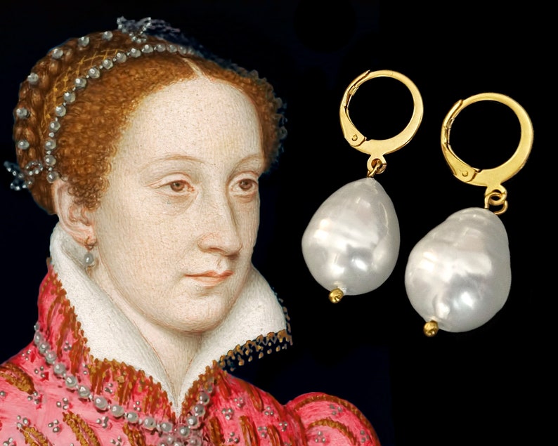 Mary Queen of Scots mother of pearl teardrop earrings Etsy