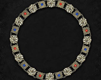 Tudor Rose Livery Collar with Square Links in Brass Tone