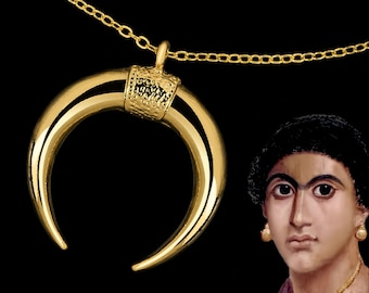 Lunula Necklace Gold, Roman Crescent Moon Necklace