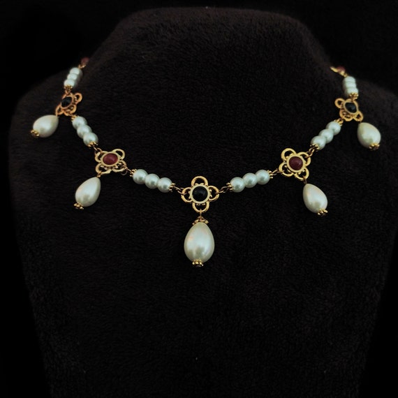 Rhinestone Quatrefoil Clover Necklace Renaissance Jewelry