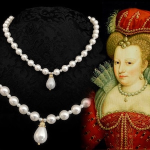 Margaret Queen Necklace, Renaissance pearl necklace, Historical replica necklace, French renaissance necklace